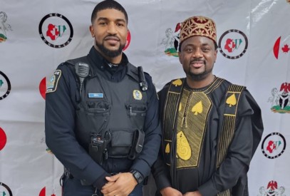 Representatives of Police Department of the City of Montréal — Station 13 and NCA president at The NCA Montreal Black History Month.